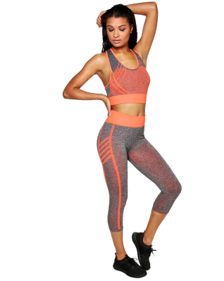 Zoe Neon Stripe Sports Crop + Running Legging Set