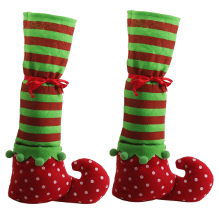 1 Pair Christmas Table Leg Covers Elf Elves Feet Shoes Legs Party Decorations