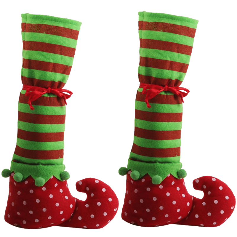 1 Pair Christmas Table Leg Covers Elf Elves Feet Shoes Legs Party Decorations