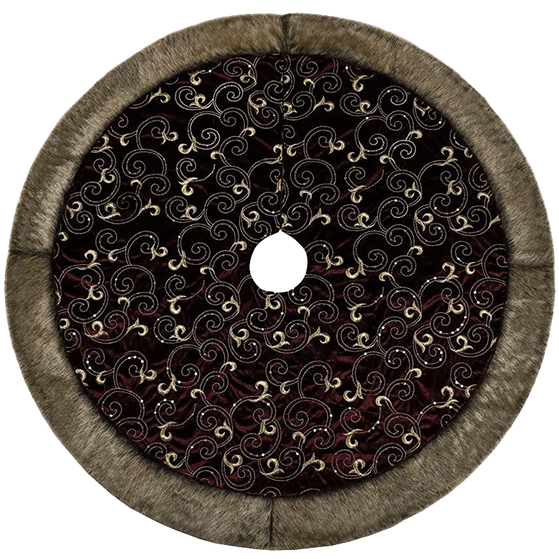 Valery Madelyn 48- Luxury Collection Burgundy and Gold Christmas Tree Skirt