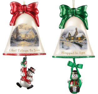 Christmas Ornaments- Thomas Kinkade Ringing In The Holidays Ornament Set