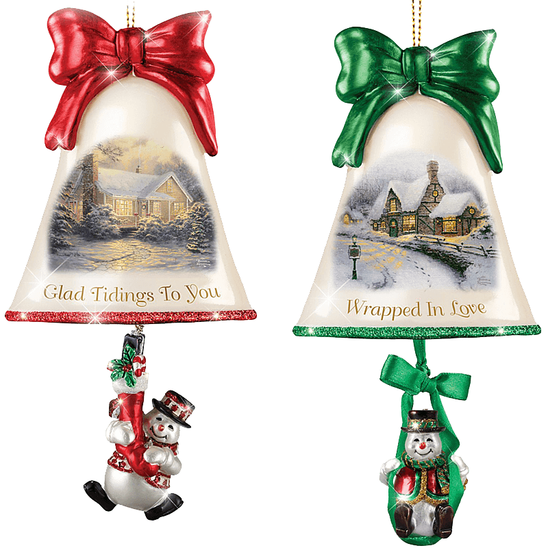 Christmas Ornaments- Thomas Kinkade Ringing In The Holidays Ornament Set