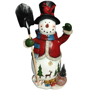 Festive Holiday Snowman Sculpture 20 Inch Hand Painted XMas Decor Vintage Look Keepsake Decoration