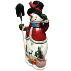 Festive Holiday Snowman Sculpture 20 Inch Hand Painted XMas Decor Vintage Look Keepsake Decoration