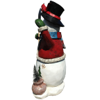 Festive Holiday Snowman Sculpture 20 Inch Hand Painted XMas Decor Vintage Look Keepsake Decoration