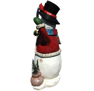 Festive Holiday Snowman Sculpture 20 Inch Hand Painted XMas Decor Vintage Look Keepsake Decoration