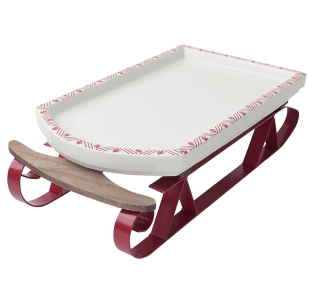 Hallmark Home Holiday Ceramic and Metal Serving Sleigh Platter