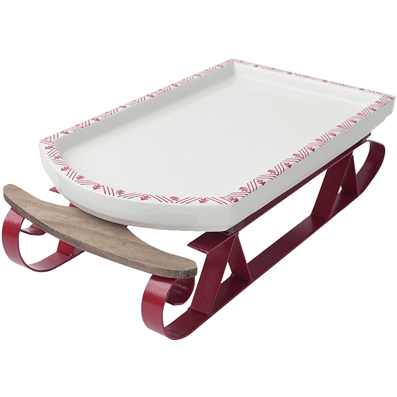 Hallmark Home Holiday Ceramic and Metal Serving Sleigh Platter