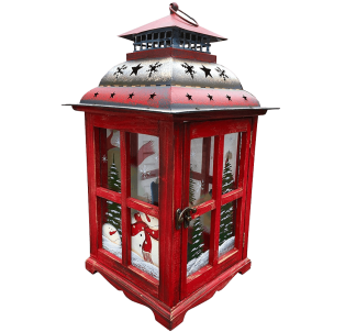 Holiday Candle Holder Lantern with Hand painted Christmas Snowman Decorations