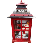 Holiday Candle Holder Lantern with Hand painted Christmas Snowman Decorations