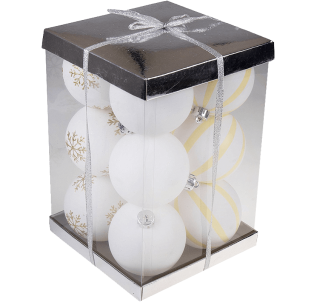 Large White Shatterproof Christmas Ornaments - 12 Pack Variety Bundle