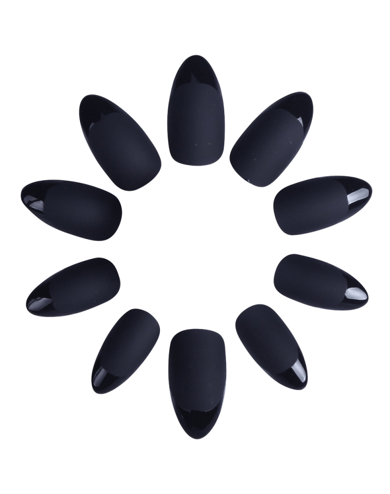 Ejiubas Grey Color Matte with Glossy Finish Nail Tips