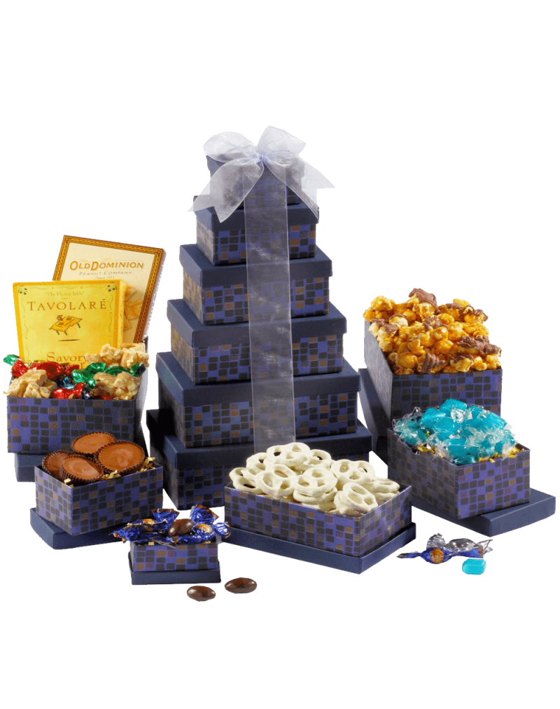Broadway Basketeers Souring Saphire Sympathy Gift Tower
