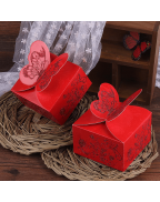 EUBUY 50 Pcs Shiny Glitter Sparkling Butterfly DIY Square Wedding Bridal Party Favor Candy Gift Boxes 