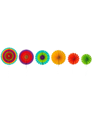 Fiesta Colorful Paper Fans Round Wheel Disc Southwestern Pattern Design for Party