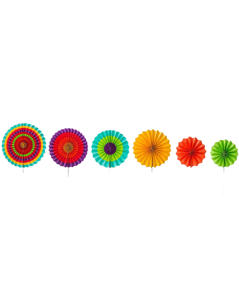 Fiesta Colorful Paper Fans Round Wheel Disc Southwestern Pattern Design for Party