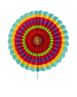 Fiesta Colorful Paper Fans Round Wheel Disc Southwestern Pattern Design for Party