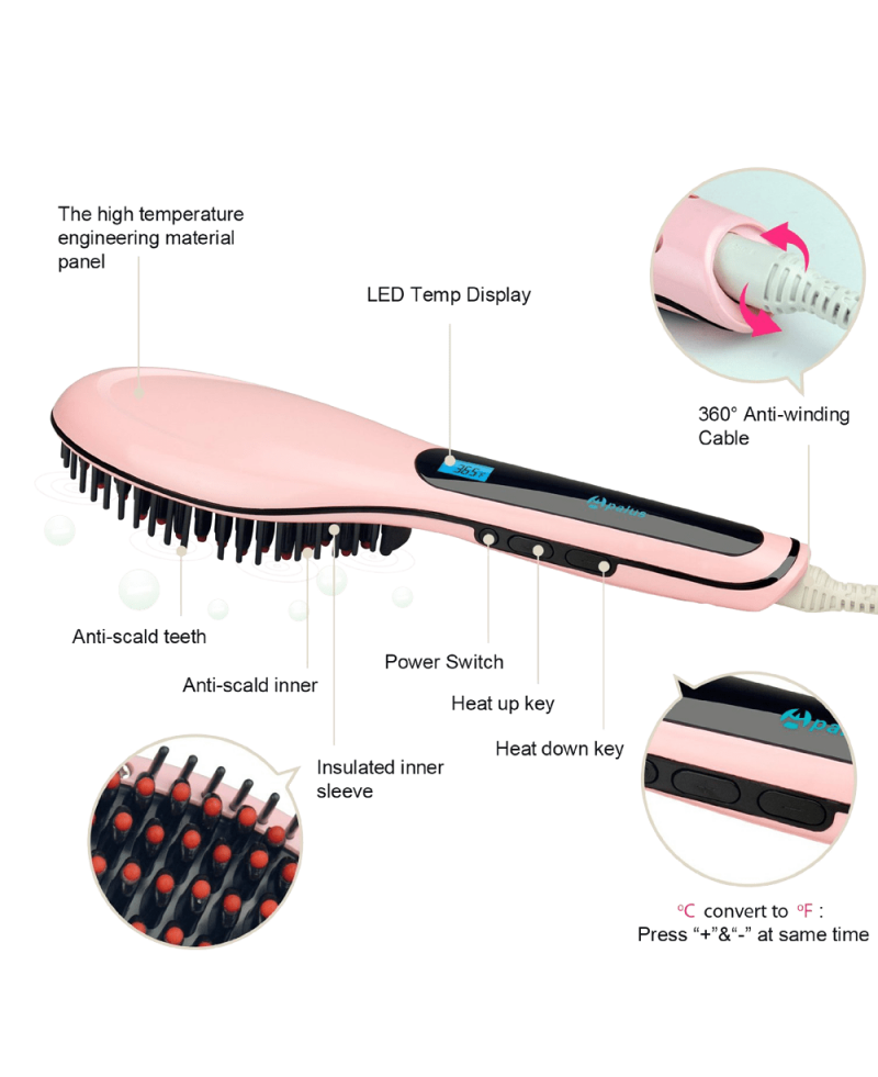 Apalus Brush Hair Straightener Detangling Hair Brush