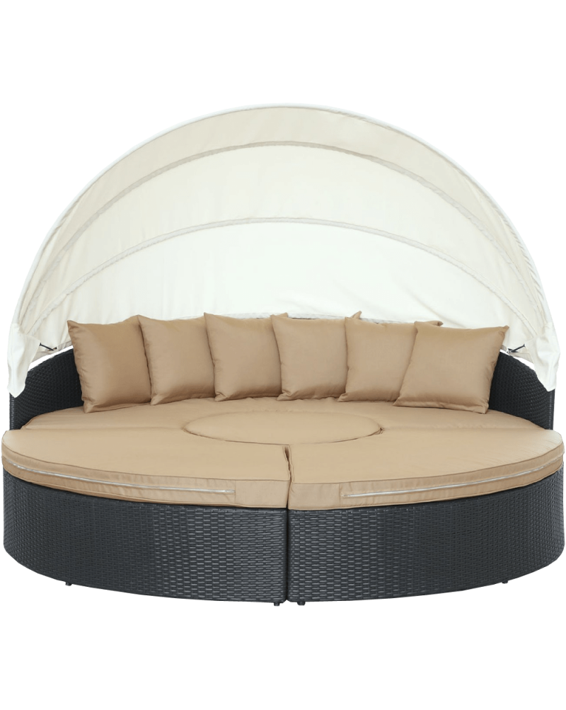 LexMod Quest Circular Outdoor Wicker Rattan Patio Daybed