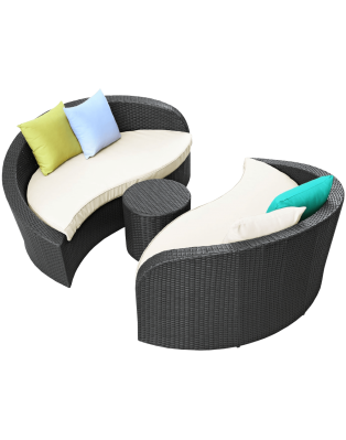 LexMod Twirl Outdoor Wicker Patio 3 Piece Sofa Set