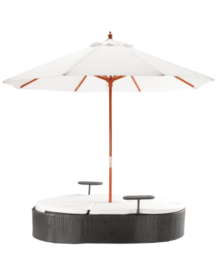 Marbella Espresso Outdoor Patio Double Chaise Lounge Bed