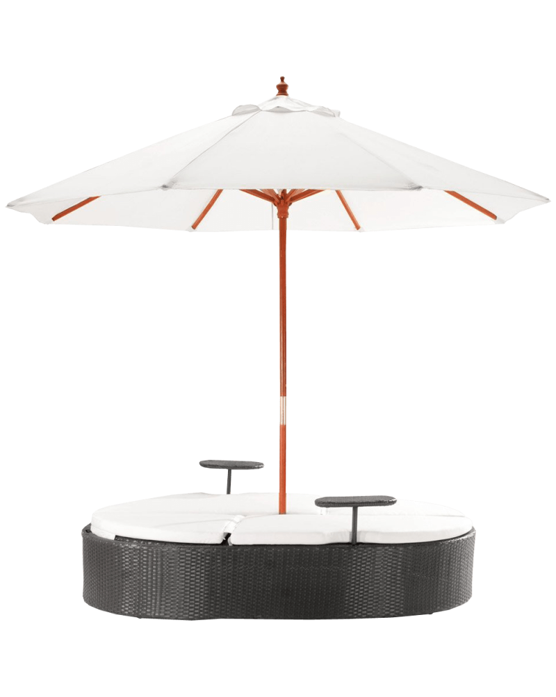 Marbella Espresso Outdoor Patio Double Chaise Lounge Bed