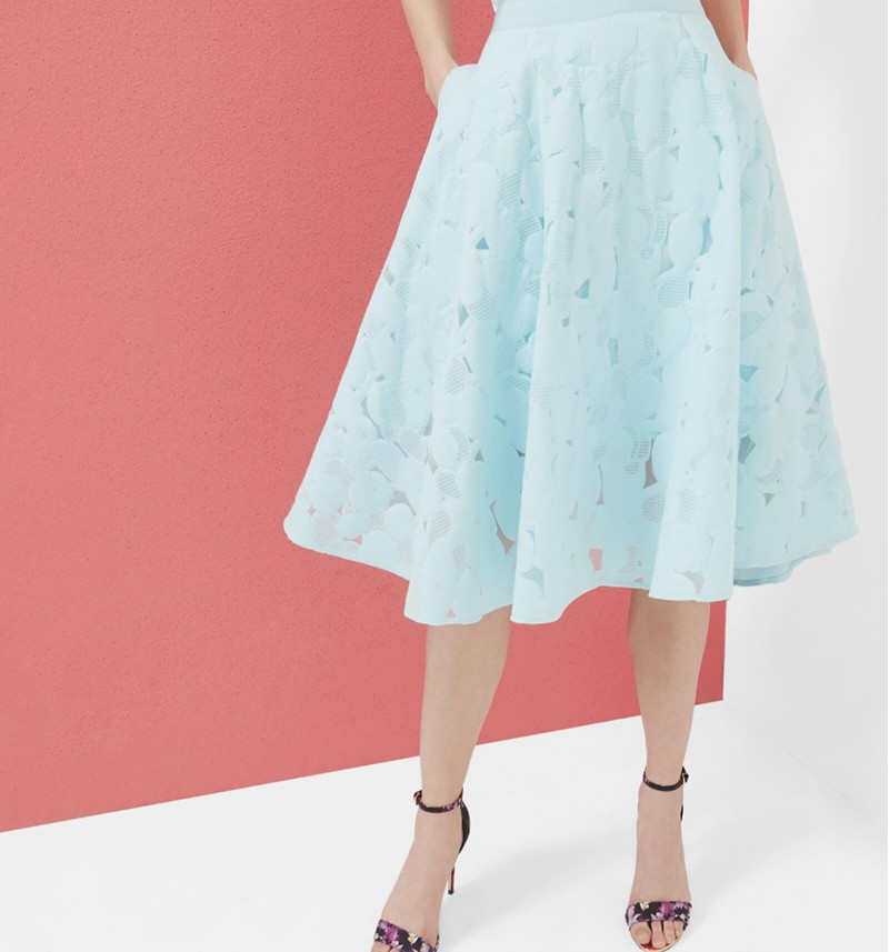QUINIA Burn out floral A-line skirt 