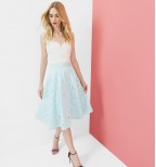 QUINIA Burn out floral A-line skirt 
