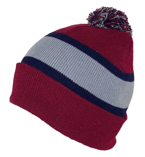 GMI Mens Striped Cuffed Knit Beanie W-Pom Pom 