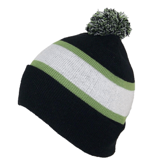 GMI Mens Striped Cuffed Knit Beanie W-Pom Pom 