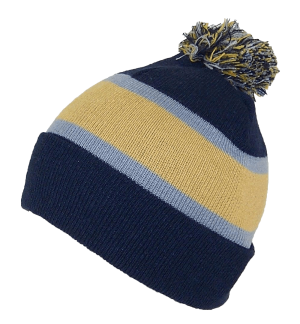 GMI Mens Striped Cuffed Knit Beanie W-Pom Pom 