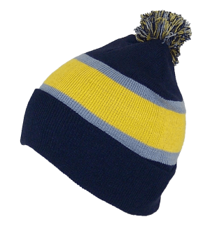 GMI Mens Striped Cuffed Knit Beanie W-Pom Pom 
