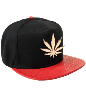 SSLR Men's Adjustable Leaf Shape Studded Flat Bill Caps