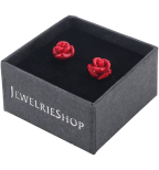 Handcrafted Resin Color Simulated Coral Rose Flower Earring Studs