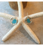 Ocean Waves Sea Glass Earrings Handmade Silver plated Hoop