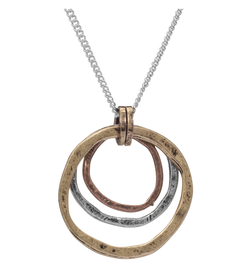 Of Earth and Ocean Handmade Sunrise Pendant Necklace Triple Circles