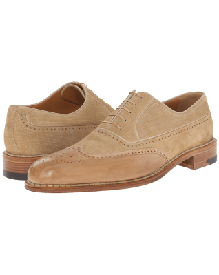 a. testoni Black Label Linen Suede Delave Calf Wingtip Oxford