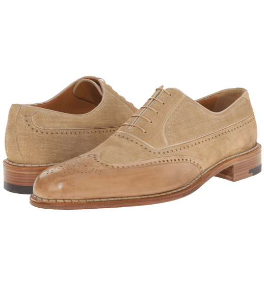 a. testoni Black Label Linen Suede Delave Calf Wingtip Oxford