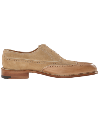 a. testoni Black Label Linen Suede Delave Calf Wingtip Oxford