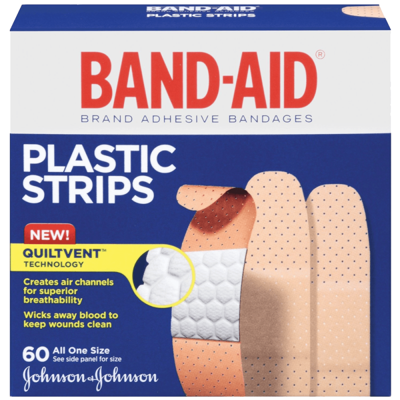 Band-Aid Brand Adhesive Bandages Plastic Strips Assorted 60 Count