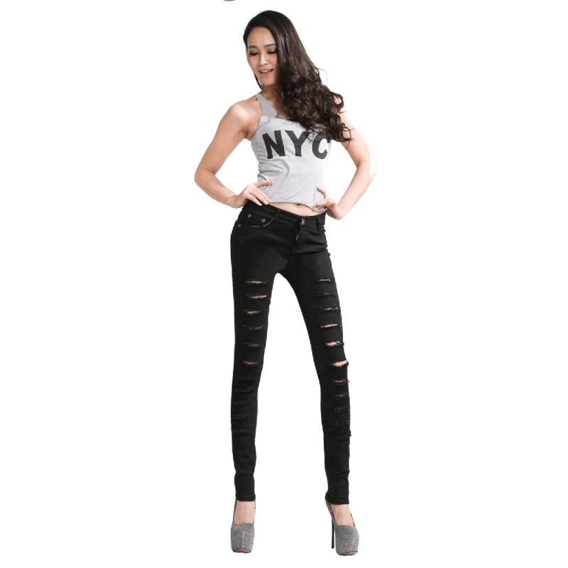 Cut-out Punk Novel  Jeans