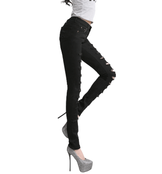 Cut-out Punk Novel  Jeans