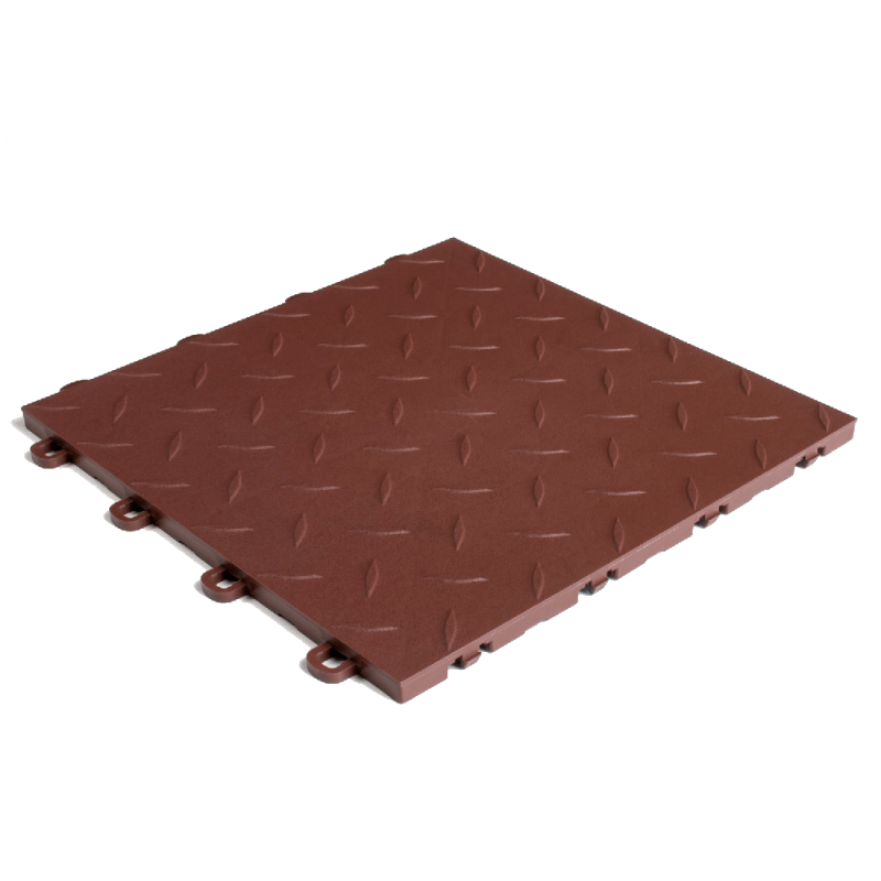 ModuTile Garage Flooring Interlocking Tiles, Diamond Top, Brown 27-pack