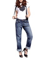 Fashion Womens Boyfriend Jeans Free Suspenders Light Blue Denim Pants