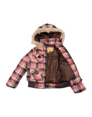 Brown girls plaid winter_jacket