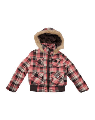 Brown girls plaid winter_jacket