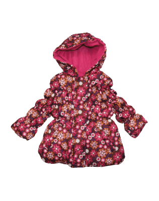 Girl berry floral design heavyweight puffer jacket