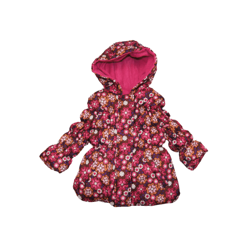 Girl berry floral design heavyweight puffer jacket