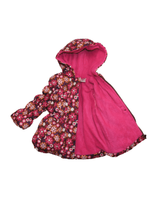 Girl berry floral design heavyweight puffer jacket