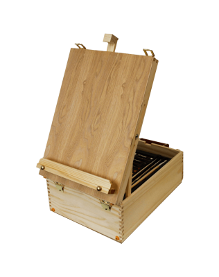 Wood box easel painting set 12 tubes of oil colors